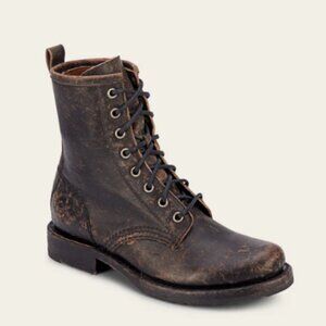 FRYE Veronica Combat Boots - Antique Black - Size 8